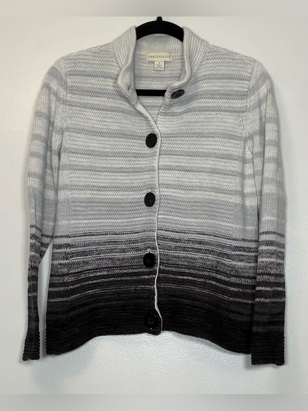 Appleseed's Ombre Gray-to-Black Button Cardigan